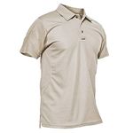 KEFITEVD Mens Golf Polo Lightweight Knitted Collared Tees Shirts Short Sleeve Casual Stylish Khaki L