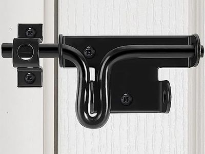 Door Lock Bolt Gate Latch - Heavy Duty Fence Slide Latches Outdoor Doors Latches Hardware Vinyl Gates Locks Black Barrel Bolt Locking Sliding Bolt Latch Padlock Hole for Wooden Fence Yard Shed Barn