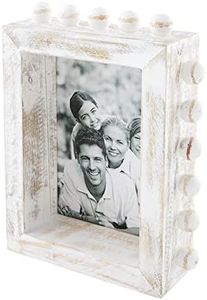 Mud Pie Marco de bloque de cuentas blanco, 5 x 7