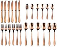 Star Work 24 Piece Cutlery Set | Gold Coated Stainless Steel Grade 304 | Food Grade | Dishwasher Safe | Kitchen Dining Collection (Set of 24 – 6 Spoon + 6 Fork + 6 Knife | 6 Tea-Spoon)