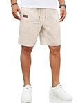 COOFANDY Mens Linen Shorts Elasticated Waist Casual Summer Shorts for Men with Pockets