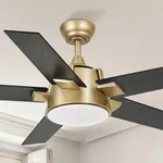 YITAHOME Black Gold Ceiling Fan with Light and Wall Switch Remote, 52 Inch Modern Ceiling Fan, Quiet Reversible Motor, Dimmable Fan with Light for Bedroom Living Room Patio Indoor Outdoor