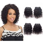 Brazilian Jerry Curl Human Hair Weave 4 Bundles 8 Inch Short Kinky Curly Small Bundle 10A Grade 100% Unprocessed Raw Virgin Remy Hair Extensions Sew In 4Bundle Natural Black Color 50g for Women Girls