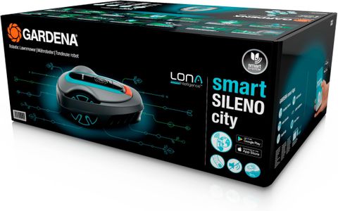 Gardena Smart SILENO City Robot Lawn Mower Set – LONA AI, 500m², App Control, SensorControl, UK Plug
