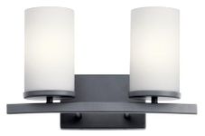 KICHLER 45496BK Crosby Vanity, 2-Light 200 Total Watts, Black