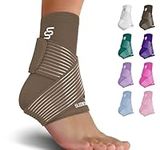 Sleeve Stars Ankle Brace for Sprained Ankle, Plantar Fasciitis Relief Achilles Tendonitis Brace, Ankle Support for Women & Men w/Strap, Heel Protector Wrap for Pain & Compression (Single/Mocha Brown)