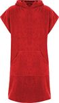 Adults Changing Robe Unisex Hooded Poncho 100% Cotton with Pocket Beach Terry Towelling Towel Swimming Surf (Red, L/XL)