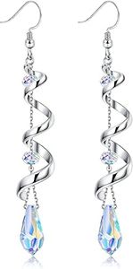 MILACOLATO Orecchini Pendenti Con Cristallo Per Donna, Orecchini a Gancio In Argento 925, Nastro a Spirale Multi Lacrima Orecchini Pendenti Lunghi Con Goccia Di Cristallo Scintillante CristalloB