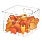 iDesign Plastic Bin, Kitchen Storage Organizer for Refrigerator, Freezer and Pantry, 8" x 8" x 6", BPA-Free, Medium, Clear