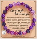 Get Well Soon Bracelets Gifts for Women Girls Natural Stone Amethyst Healing Bracelet Stress Relief Anxiety Bracelets for Teens Life is Tough But So are You Bracelet Gifts