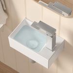 KES Bathroom Sink Wall Mounted, Rectangular Small Cloakroom Basin Right Hand Tap Hole, 30CM x 16CM Porcelain Ceramic White, BWS100R