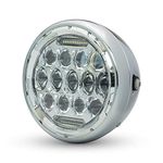 Alchemy Parts Motorbike Projector LED Headlight 7.7 inch 196mm in Deep Chrome for Cafe Racer Retro Scrambler Street Bike Roadster Gloss Black