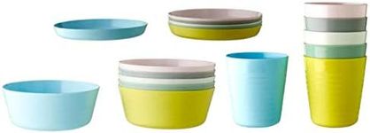 IKEA KALAS Children's Bowl Tumbler and Plate Set of 6 of Each Item Multi Coloured Pastel