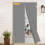 Yotache Thermal Door Curtain 110 X 210 CM, Thickened Windproof Waterproof Door Covers Oxford Cloth with Polyester Cotton Warm Winter, Grey