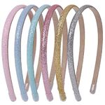 Candygirl 6Pcs Sequin Coated Headbands Glitter Headbands for Women Girls,0.8cm Sequin Headbands Glitter Alice Bands for Girls Women Glitter Hair Hoop Girls Headbands