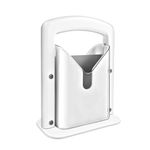 Bagel Cutter, Bagel Slicer Guillotine with White Plastic and Stainless Steel Universal Slicer Convenient and Durable - Commercial Bagel Cutter - Built-in Safety Guard, Non Stick & Serrated Blade