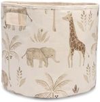 Crane Baby Fabric Round Nursery Storage Basket, Toy Storage, Safari Animal, 13"x12", Toy Basket, Baby Storage Organizer, Toy Organizers and Storage Bins, Baby Organizers and Storage, Toy Bins