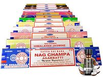 Satya Sai Baba Mix AGARBATTI Sticks 12 Different Fragrance Each of 15 Gram (Total 180 gm) with Free Wooden Incense Burning Holder