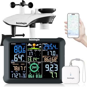 Sainlogic SA9 Plus Smart WiFi Weather Stations Wireless Sensor 24/7 Weather Forecast by Weatherseed AI, Wind Speed, Rain Gauge, UV