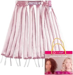 Octocurl Satin Hair Curlers - Heatless Curls Overnight - Headband Curlers for Long Hair (Satin - Pink)