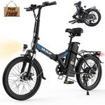 VARUN Electric Bike -Peak 750W Ebike Up to 50 Miles,48V Removable Battery,Max Speed 20MPH,Shock Absorber,Pedal-Assist Level,Portable 20" Folding E Bike for Adults