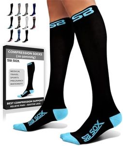 SB SOX Compression Socks for Men & Women (20-30 mmHg) - Best Support Stockings for Travel, Medical, and Sports - Perfect for Everyday Wear (Small, Black/Blue)