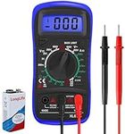 Digital Multimeter Voltmeter, Continuity Circuit Resistance Diode Ammeter, for Car Battery Voltage Multi Tester AC DC Volt OHM Amp Current Meter Electrical Tester with Test Leads Backlight LCD Display