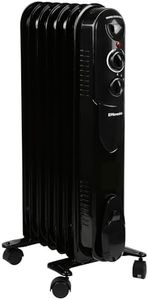 EMtronics EMOFR7BLK 1500W/1.5KW 7 Fin Portable Electric Oil Filled Heater Radiator with Adjustable Thermostat and 3 Heat Settings for 15 sqm Room - Black