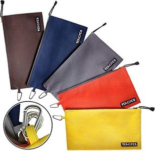Canvas Zipper Tool Bag 5 Pack 12.5 x 7 Utility Bag 16oz. Heavy Duty Metal Zipper Tool Pouch Multi-Purpose Durable Storage and Organizer Clip-on Bag for Men Women Kids