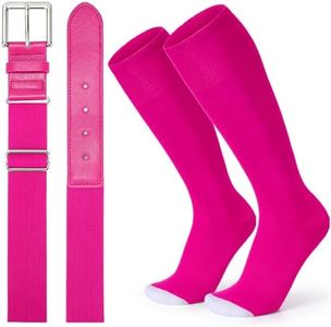 XZQTIVE Baseball Socks and Belt Combo Set Adjustable Softball Socks and Belt for Youth Adult,Hot Pink