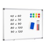 AMUSIGHT Magnetic Whiteboard Dry Erase Board, 50 x 70 cm, Wall Mountable White Board with Aluminum Frame