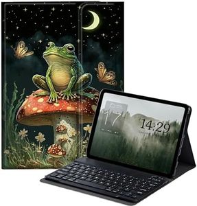 Rossy Keyboard Case for Amazon Kindle Fire Max 11 Case (13th Generation, 2023 Release) 11" Mushroom Frog Design Slim PU Leather Stand Cover with Magnetic Detachable Wireless Bluetooth Keyboard