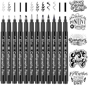 APOGO Calligraphy Pens, Black Calligraphy Set for Beginners, 12 Pack Fineliners Technical Drawing Pens, Calligraphy pens set for Calligraphy Book, Bullet Journal Accessories, Sketching, Illustration