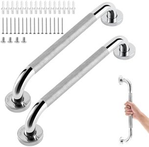 sunzone 2 PCS Bathroom Grab Bars Handle, 16-inch Anti Slip Grab Bars, Chrome SUS 304 Stainless Steel Bathroom Shower Handles,Safety Hand Rail Support, Grab Bars for Senior Handicap Elderly Injury