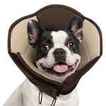 AOFITEE Dog Cone, Soft Dog Cones for Medium Dogs After Surgery, Breathable Cone for Dogs to Stop Licking Adjustable Pet Recovery Collar Elizabethan Collar for Wound Healing, Brown Medium