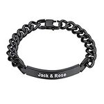 PROSTEEL Id Bracelets for Men and Women Black Personalised Cuban Link Bracelets