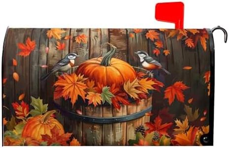 Autumn Thanksgiving Pumpkin Magnetic Mailbox Covers Fall Maple Leaf Mailbox Decoration Fall Autumn Large Mailbox Covers Magnetic 25.5"x21" Mailbox Cover Wrap Decor for Home Garden Yard Outside Decor