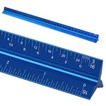 12"Architectural Scale Ruler, Aluminum Scale, Triangular Ruler, Scale Ruler for Blueprint Imperial Measurements for Architects Engineering Artists, Draftsman Drawing, Laser-Etched Markings.(Blue)