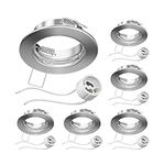 ledscom.de 6 Pieces Ceiling recessed Frame Fere recessed Frame Chrome matt (LED/Halogen/GU10/MR16/PAR16/50mm) incl. GU10 Socket