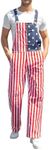 Fiksmigo Mens Patriotic American Flag Overalls Denim Bib Shorts Adjustable Strap Jean Rompers Short One Piece Jumpsuit