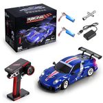 Hylukon Wltoys 284019-A RC Drift Car, 1:28 Scale 30KM/H High Speed RC Drift Car with LED Lights, Gyroscope and Professional Chassis, 2.4GHz 4WD RTR Rally Cars for Teens Adults (Blue)