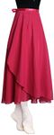 Ballet Wrap Skirt Women Chiffon Long Sheer Dance Skirts with Tie Waist Burgundy