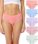 wirarpa Women's Cotton Underwear Mid Low Rise Briefs Full Coverage Panties 5 Pack Multicolor Large