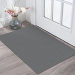 KOZYFLY Boho Rugs for Entryway 2x3 ft Small Area Rugs Washable Rugs Rubber Backed Front Door Rug Solid Grey Cotton Entrance Rugs for Front Porch Bathroom Kitchen Bedroom