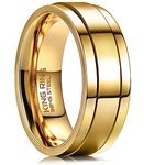 King Ring 8mm Ultra Polished Gold Spinner Ring – Premium Shiny Flat Stainless Steel Fidget Ring for Men & Women, Stainless Steel Ring – Gold 9