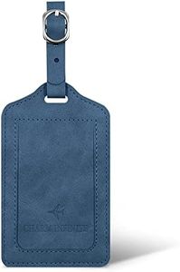 Leather Luggage Tags with Flap & Strap, Name ID Card for Luggage Suitcase, Sturdy Travel Bag Tags Identifier, Baggage Labels Personalized for Women Men, Cruise Ships (Blue)