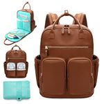 MOMINSIDE Diaper Bag Backpack Leather Backpack for Mom Dad Large Travel Diaper Bag Large Wet Bag, brown, XL
