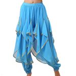 Baisdan Harem Pants Belly Dance Costume India Arab Dancing Tribal Wavy Pants Trousers Sky Blue