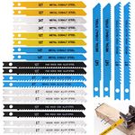 22Pcs 85/100mm Jig Saw Blade Set Carbon Steel 6/8/10/14/18/24/32T Assorted Saw Blades with U-Shank Fast Cut Down Jigsaw Blade for Wood Metal Plastic Cutting