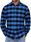 COOFANDY Mens Flannel Shirts Long Sleeve Button Down Shirt with Pocket Casual Shirts Work Shirts for Men,Blue/Black,XL